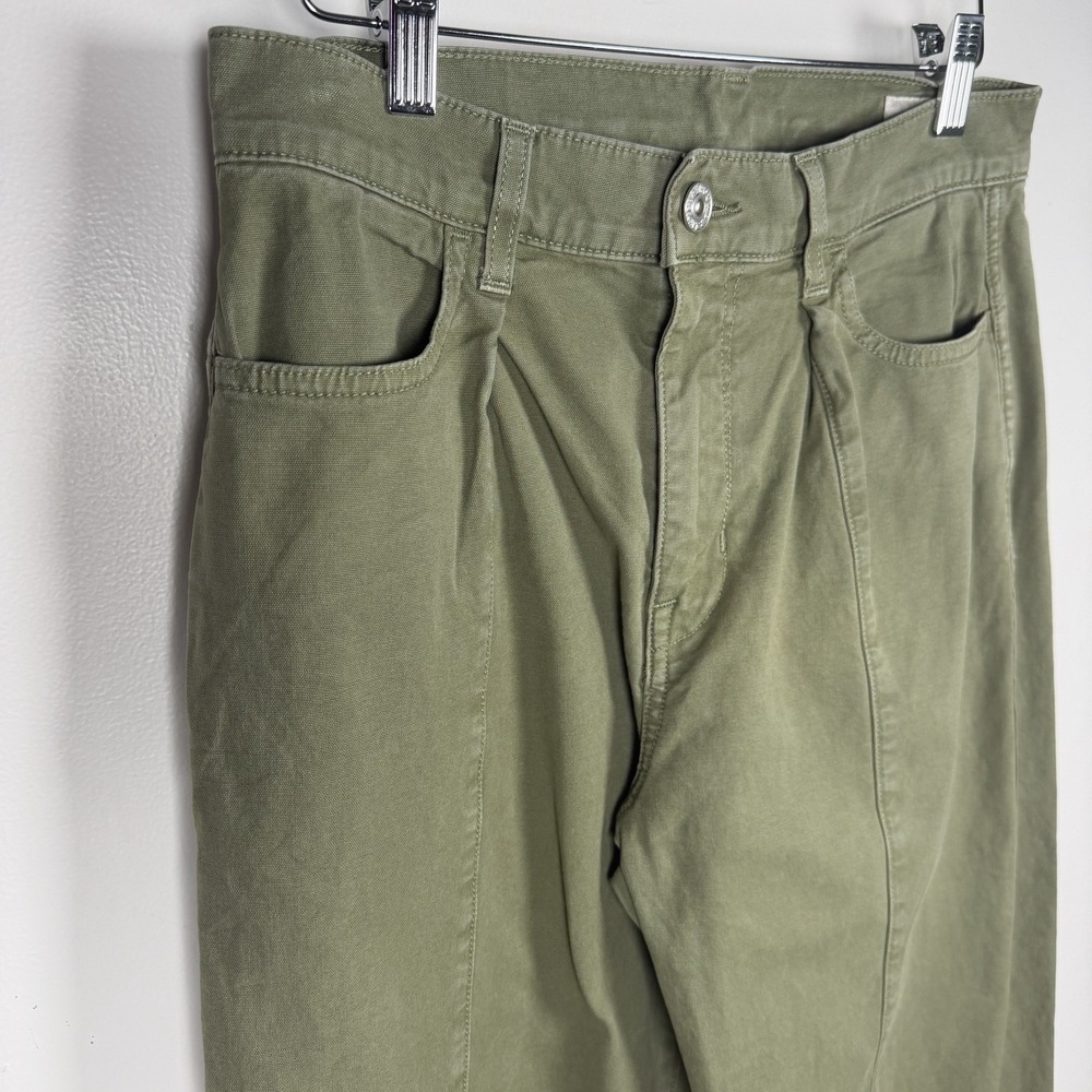 AYR Size 27 The Recess Olive Green Wide Leg High Rise Front Seam Canvas Pants - Picture 6 of 14